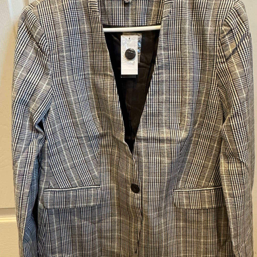 Premise Black and White Plaid Blazer